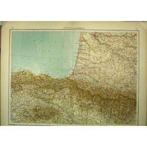    1910 German Map Europe France Spain Pyrenees