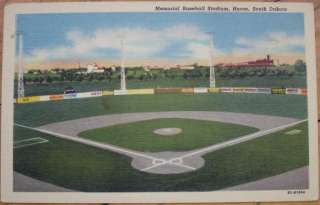 1940 Linen PC: Baseball Stadium  Huron, South Dakota SD  