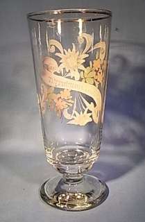 TR3 * BEAUTIFUL BEER WEIZEN GLASS ENAMEL PAINTING ANTIQUE GERMAN 1900 