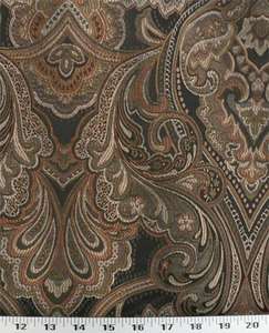   Upholstery Fabric Woven Floral Gold Copper Champagne on Black  