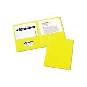 Two Pocket Embossed Paper Portfolio, 30 Sheet Capacity, Yellow, 25/Box