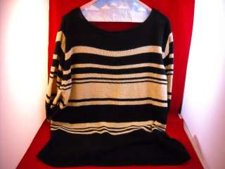 Liz Claiborne Black Tan Striped Sweater size 2X  