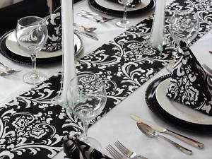 Wedding Black and White Damask Table Runner Overlay Many Colors FREE 