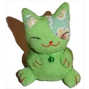 Japanese Soft Lucky Cat Maneki Neko Green #0065 GR