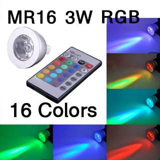   MR16 Gu10 3W RGB LED Light Bulb Lamp AC 85~265V 12V+ IR Remote Control