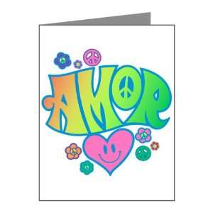 Note Cards (10 Pack) Amor Peace Symbols and Flowers 