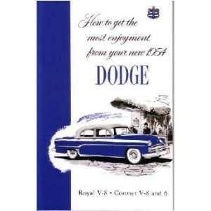    1954 DODGE Car Full Line Owners Manual User Guide: Automotive