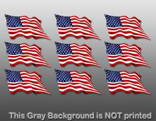 Sheet of 9 American USA Waving Flags Sticker   decal US  