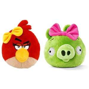  Angry Birds 12 Plush Girl With Sound Set Of 2: Toys 