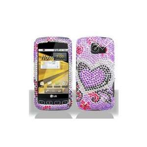  LG Optimus S LS670 Purple Love Full Diamond Bling Snap On 