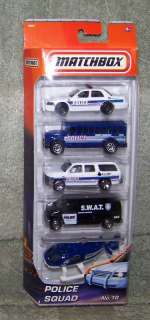 NEW MATCHBOX POLICE SQUAD VEHICLE SET 5 PACK 027084092950  