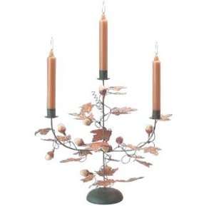  Candle Holders Black Wrought Iron, Leaves and Acorns