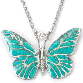 Sterling Silver Turquoise Butterfly Wings Necklace  