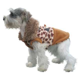   Clothing, Leopard Print Dog Coat with Fur Trim, Medium, Chest 14 16