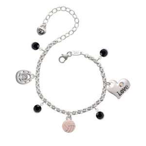  Mini Pink Volleyball/Waterpolo Love & Luck Charm Bracelet 