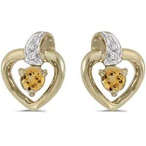   Gold Round Citrine And Diamond Heart Earrings Vishal Jewelry Jewelry