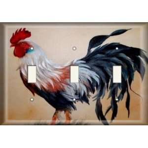  Three Switch Plate   Rooster Profile