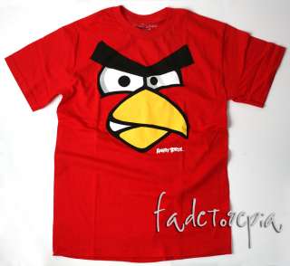 MENS ANGRY BIRDS T SHIRT PRINTED RED SHIRT NEW VIDEO GAME APP 