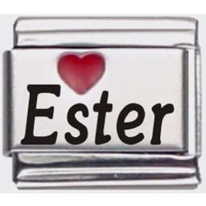  Ester Red Heart Laser Name Italian Charm Link Jewelry