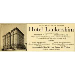 : 1910 Ad Hotel Lankershim Los Angeles California Lodging Room Rates 