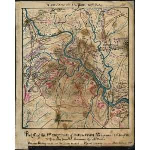  Civil War Map Plan of the 1st Battle of Bull Run Virginia 