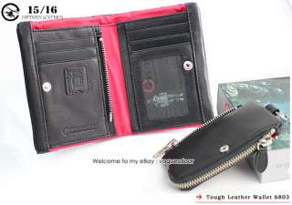New Tough Punk Removable Mens Black Leather Wallet 6803  