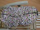Vera Bradley XL Large Cotton Duffle Duffel Bag Plum Petals   New $108 