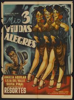 MIS TRES 3 VIUDAS ALEGRES 1953 Mexican CABRAL Poster  