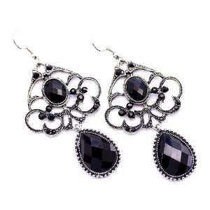 Victorian Gothic Black stone with crystals earrings