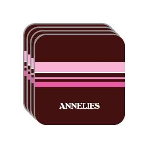 Personal Name Gift   ANNELIES Set of 4 Mini Mousepad Coasters (pink 