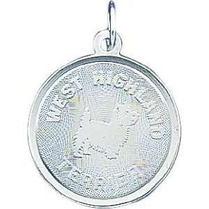  Sterling Silver West Highland Terrier Disc Charm: Jewelry