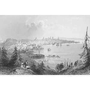 CANADA View of St. John & Portland in New Brunswick   Antique Print 