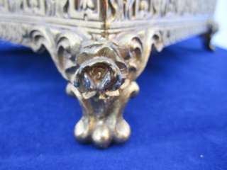 Art Nouveau Victorian Ornate Vintage Glass Brass Jewelry Box Casket 