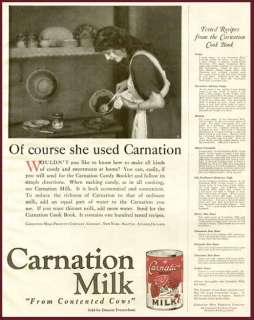 10 CANDY & BON BON RECIPES IN 1922 CARNATION MILK AD  