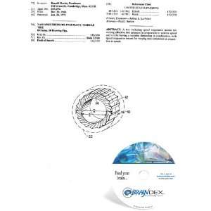  NEW Patent CD for VARIABLE PRESSURE PNEUMATIC VEHICLE TIRE 