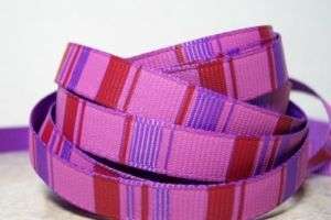 yds 3/8 Pink and Purple Vert Stripe Grosgrain Ribbon  
