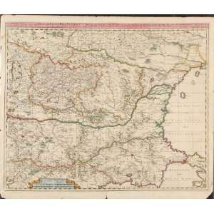  Antique Map of Europe: Danube River, 1700 20: Home 