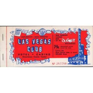 c1950s LAS VEGAS CLUB Hotel Casino   Vintage Coupon Book  