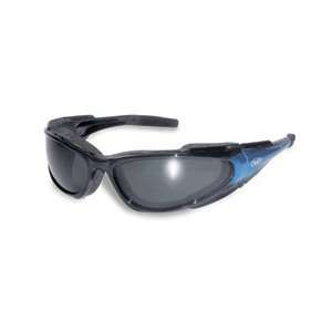  Falcon Motorcycle Foam Padded Sunglasses Blue Frame Smoke 
