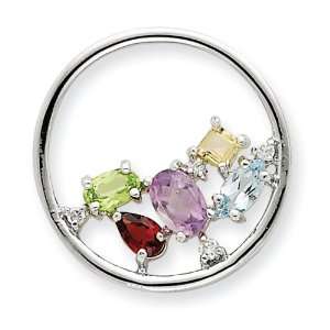  Sterling Silver Multi Colored Gemstones Slide Jewelry