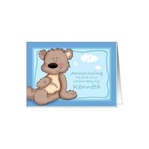 Kenneth   Teddy Bear Birth Announcement Card: Health 