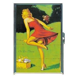  PIN UP STRAWBERRY BLONDE GIRL FENCE ID CREDIT CARD WALLET 