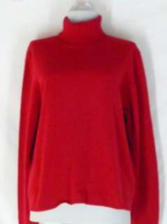 Valerie Stevens Red CASHMERE Turtleneck Sweater L  