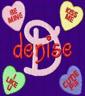 CANDY HEARTS VALENTINES FONT EMBROIDERY MACHINE DESIGNS  