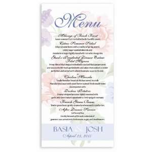  275 Wedding Menu Cards   Roses Baby Pink & Blue