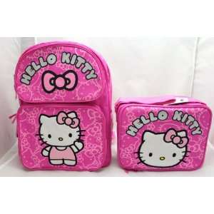  Hello Kitty PINK GLITTER FACE Medium 14 Backpack + Lunch 