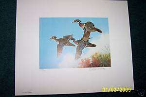 WI 1 1978 Owen Gromme State Duck Print signed BW  
