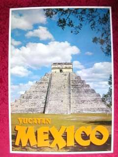 ORIGINAL 1960s MEXICO TRAVEL POSTER VINTAGE PYRAMID  