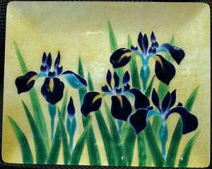 Ando Japanese Cloisonne tray Irises 20th century  