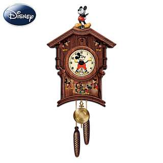 Disney Memories Of Mickey Mouse Wooden Wall Cuckoo Clock By Bradford 